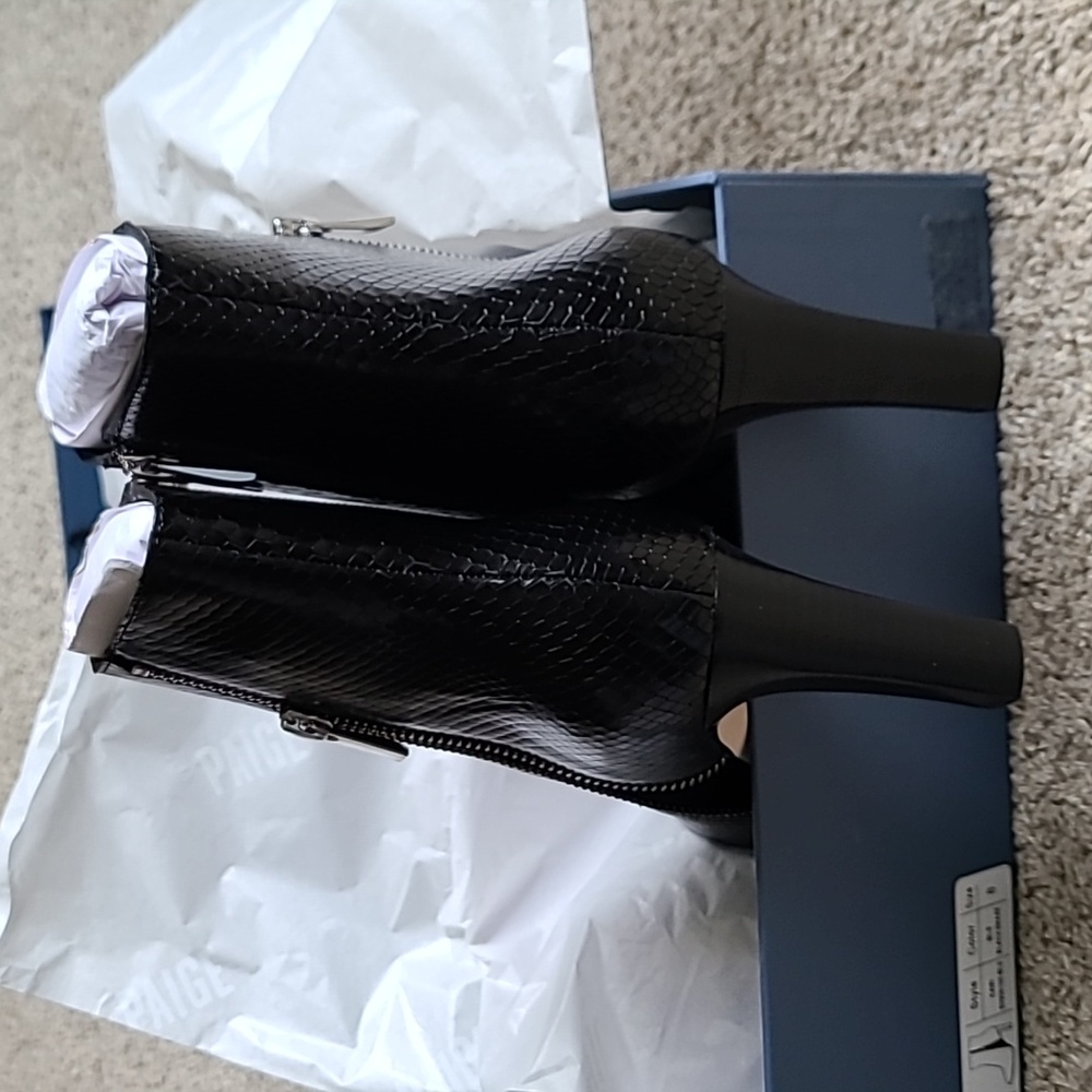 Paige Cami Black Snake Embossed Leather boots - Picture 7 of 11